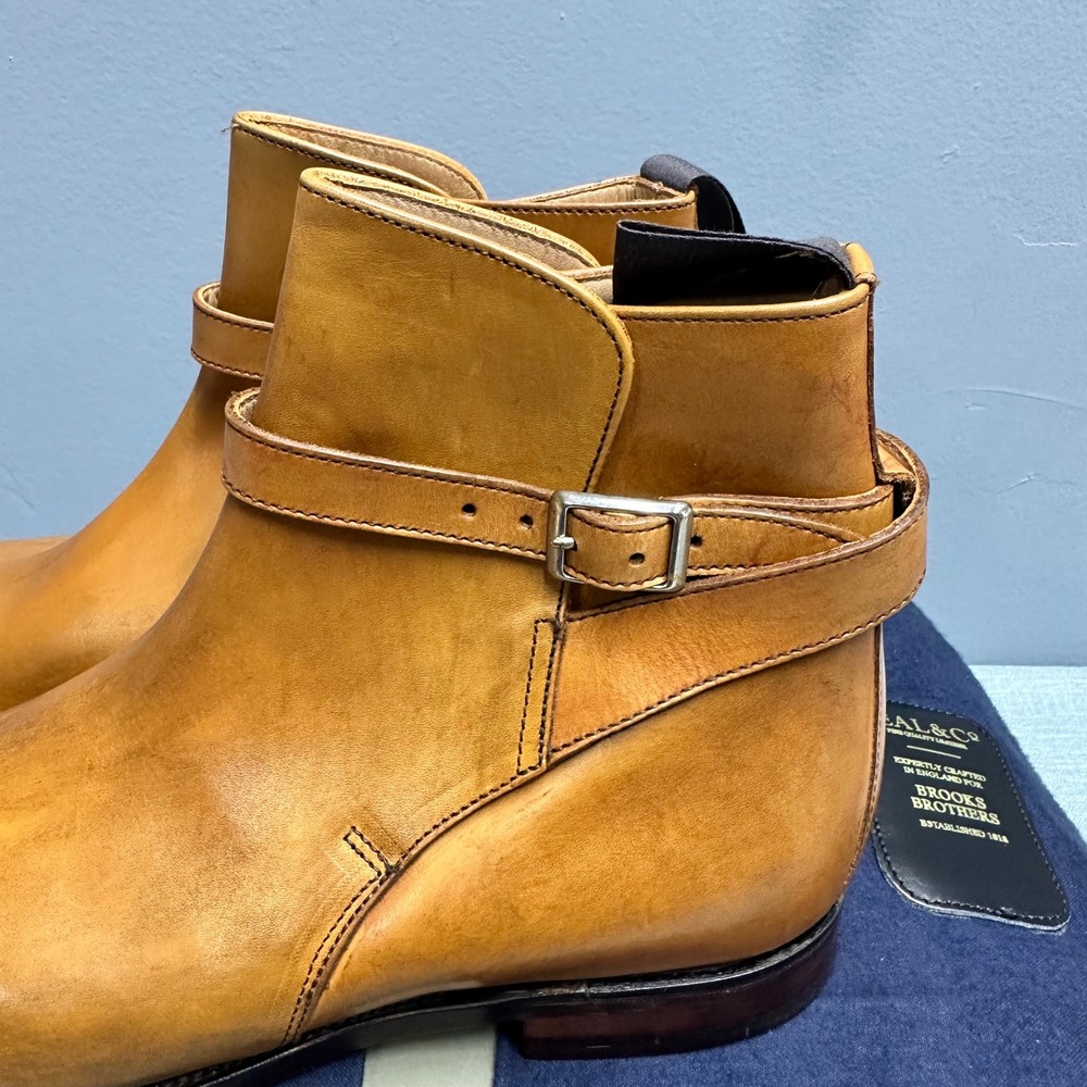 Brooks Brothers Peal & Co Mens Chestnut Burnished Leather Jodhpur Boots 10 D NEW - Picture 5 of 16
